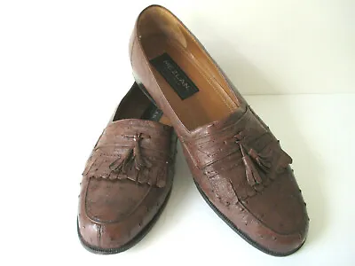 Mezlan Platinum Mens Ostrich Tassel Loafers 10.5M Brown  Austin  Made In Spain • $125