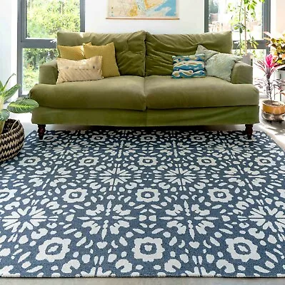 £58.95 • Buy Large Eco Living Room Rugs Trellis Pattern Modern Flatweave Mat 100% Cotton Rug