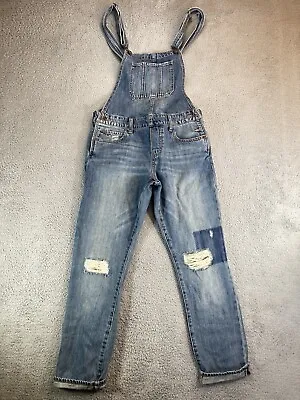 $32.08 • Buy Lucky Brand Overalls Womens Small 30x28 Blue Medium Wash Distressed Patches