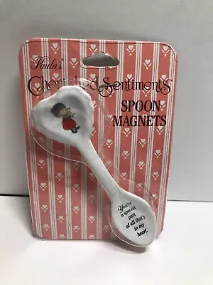 VTG Paula's Cherished Sentiments Ceramic Spoon Magnet Girl With Cat Keepsake • $13.59