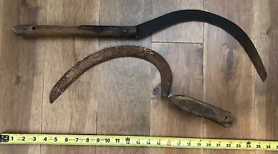 Vintage Sickle Scythe Lot Of 2 Farm Grass Cutter • $15