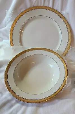 NEW! MIKASA PALATIAL GOLD 2 Pc Service Set Large Round Platter & Vegetable Bowl • $98