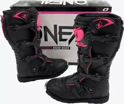 O'Neal Womens Rider Boots Black/Pink Size 9 - 0325-709 • $95