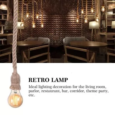 1Pc Hemp Rope Pendant Light Ceiling Lamp Loft Chandelier Industrial Home Decor • $13.94