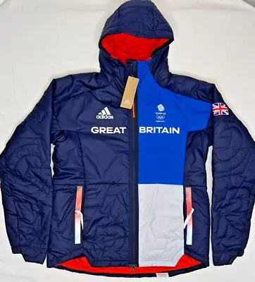 Adidas Team GB Padded Jacket 2022/23 Olympics Blue My Shelter Hooded Men Women • £105