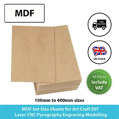 MDF Sheets Set Sizes Crafts Laser CNC Pyrography Medium Density Fibreboard • £4.78