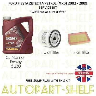 Ford Fiesta 1.4 Zetec 02-09 Service Kit Mk6 Petrol 5l Oil & Air Filter & Sump • £48.24
