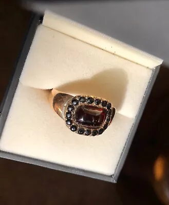 Georgian 1814 Gold Garnet Vauxhall Glass Mourning Ring 3 Yr Old Child Death • $1049.99