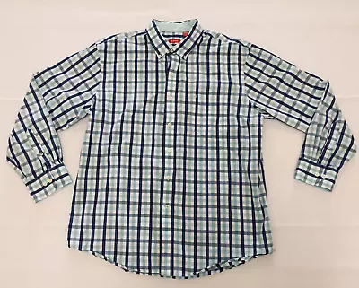 Izod Men's Sz. XL Madras Plaid Cotton Long Sleeve Button Down Shirt Logo • $7.99