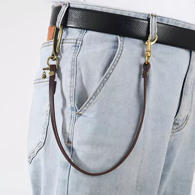 £9.11 • Buy Cow Leather Handmade Vintage Wallet Chain Pants Key Chain With Solid Brass Hook