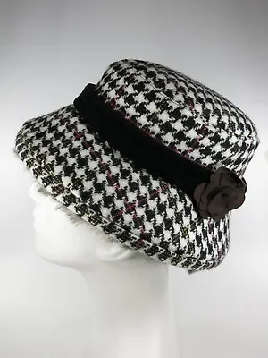 Jack Murphy Linda Tweed Houndstooth Hat One Size NEW With TAGS • £36.99