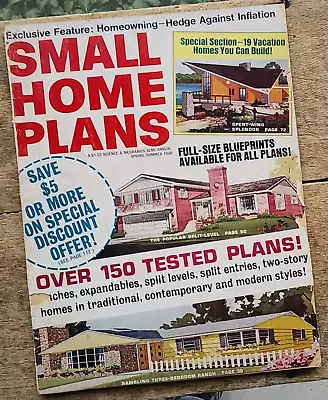 Small Home Plans 1968 Ranch Mid Century Modern Architecture Blueprints House • $24