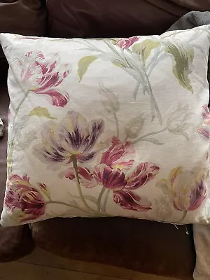 Original Laura Ashley Cushion In Gosford Cranberry Both Sides With Feather Pad • £18.99