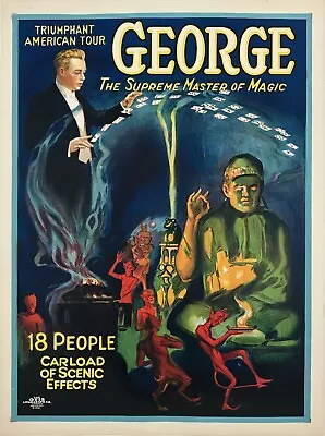 George The Supreme Master Of Magic Buddha Original 1929 Vintage Poster On Linen • $760