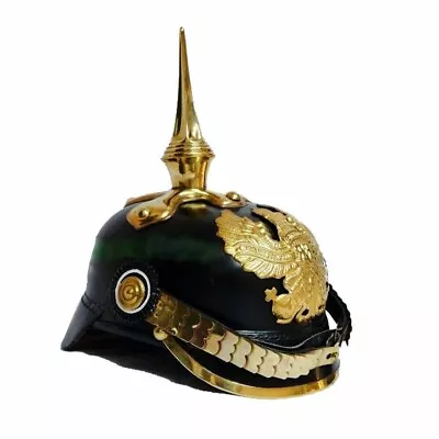 Leather Pickelhaube WW1 German Helmet Prussian Helmet Spiked Officer Helmet • $112.85