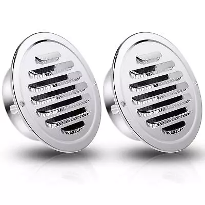 2 Pieces Stainless Steel Air Outlet Vents 4 Inch Round Louver Grille Cover Wall • $17