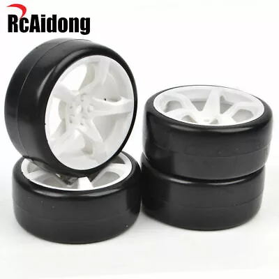 4pcs 1/10 Drift Car Hard Tire W/ Wheel Rims For Traxxas 4tec HSP Tamiya Kyosho • $35.88