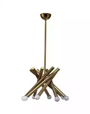 Stilnovo Brass Chandelier With 8 Arms Mid Century Modern Stilnovo Light Hand • $352.67