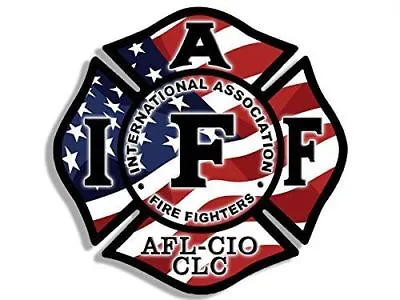Iaff Afl-cio Clc Fire Maltese Helmet Usa Flag 4  Car Sticker Decal Made In Usa • $19.99
