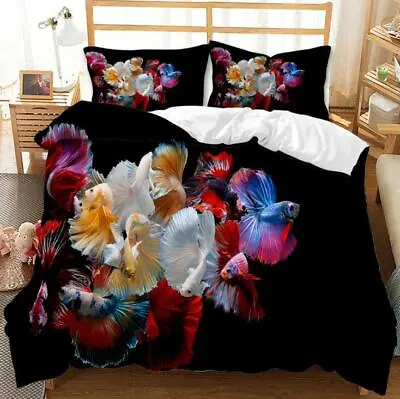 Multicolour Ocean Fish Sea Duvet Quilt Cover Single Double Bedding Pillowcase • £32.39