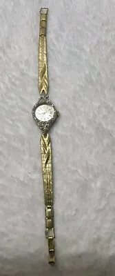 VTG Eastman Ladies Diamond Bezel Gold Tone Watch  • $25