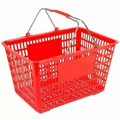 Red Plastic Shopping Basket With Strong Metal Handles- 1 Basket • $26.72