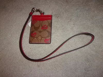 Coach Red Heart Lanyard ID Holder Logo 91566 • $59.60