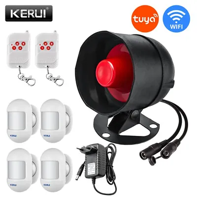 KERUI Loud Tuya Smart WIFI Horn With 4pcs Mini Motion Sensor Home Security Kit • $45.66