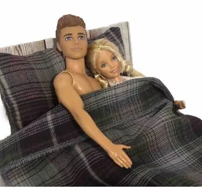 Barbie Ken Chelsey 12 InchDoll Bed Bedding BLANKET & PILLOW Miniatures Dollhouse • $5.95