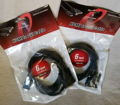 PEARSTONE 6  (1.8 METERS) HDMI TO DVI CABLE HDDV-A106 DK0714 Set Of 2 • $11.50