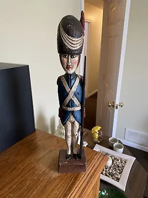 $72.85 • Buy Vintage Hand Carved & Painted Wooden Soldier Statue. 18” Tall. Free Shipping!