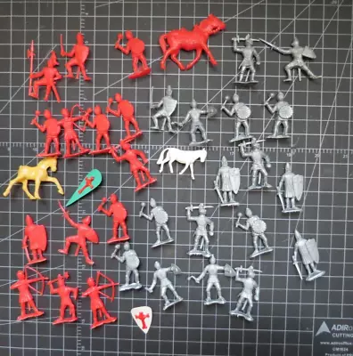 Vintage MPC Knights Figures Red Silver Horses 42 Figures • $9.99