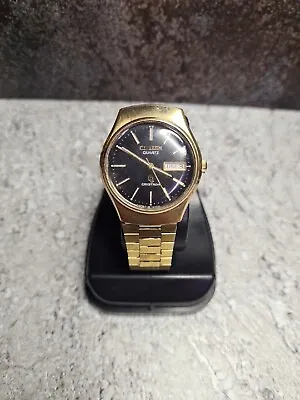 $64.07 • Buy CITIZEN Crystron 44-2607 Vintage Quartz Day Date Steel Watch