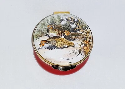 $30 • Buy Crummles English Enamels Trinket Box ~ Partridges In Meadow ~ Original Packaging