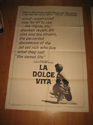 La Dolce Vita Original 1sh Movie Poster R66 Federico Fellini Sexy Anita Ekberg! • $103.99