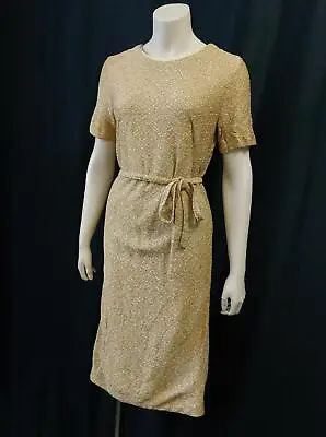 MCM METALLIC GOLD DIAMOND KNIT Vintage 1950s 60s L'Aiglon COCKTAIL PARTY DRESS • $48