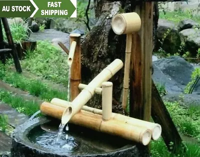 Bamboo Accents Water Feature Fountain Rocking Pump Water Wheel Modern Decoration • $83.77