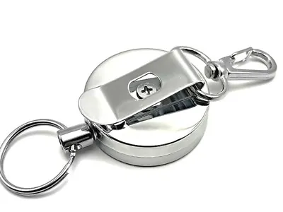 £3 • Buy Stainless Stee Retractable Key Chain Recoil Keyring Heavy Duty Steel Cord Wire