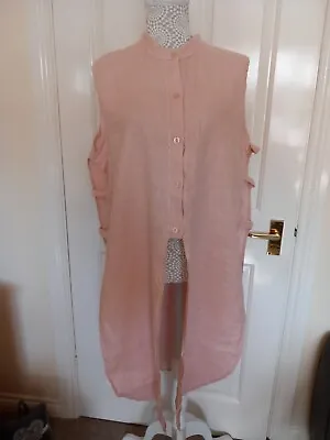 Quirky Planet Linen Tunic Top Cover-up Size L BNWT Pink Knee Length • £21.99