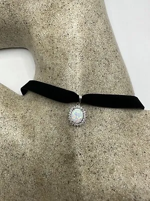 Vintage Opal Choker Deco 925 Sterling Silver Necklace • $88