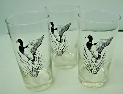 Set Of 3 Libbey Mallard Duck Drinking Glass Tea Water 5.5  Tall • $15.99