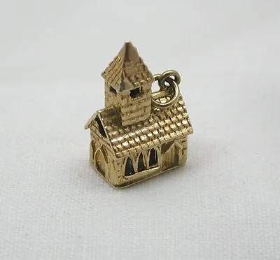 1960's Heavy Solid 9ct Gold CHURCH Shaped Charm • £180.29