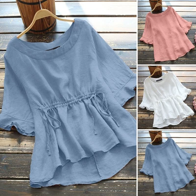 $19.22 • Buy ZANZEA Womens Fashion Short Sleeve A Line T Shirts High Low Ruffles Party Tops