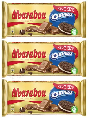 3 MARABOU OREO King Size Chocolate Bars With Cookie Crisps Sweets 220g 7.7oz • $49.49