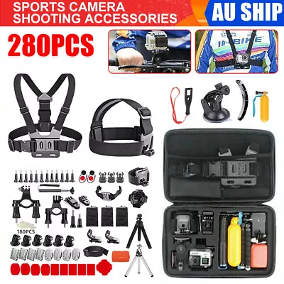 $37.95 • Buy 280x Accessories Set Kit For Gopro Hero 10 9 8 7 6 Monopod Head Chest Strap AU