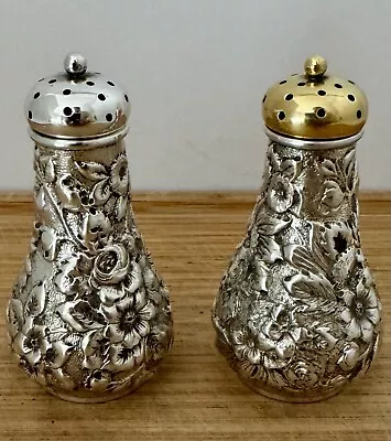 Dominick & Haff Repousse Sterling Silver Salt & Pepper Shakers 1900 • $195