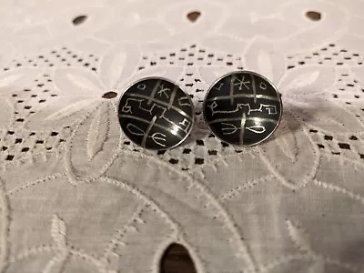 Vintage Moderist Designer Ed Levin Artist Signed Screwback Earrings Sterling • $37.99