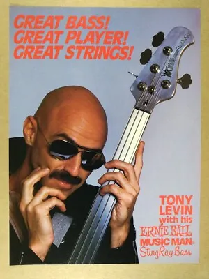 1988 Ernie Ball Music Man Stingray Bass Guitar Tony Levin Photo Vintage Print Ad • $9.99