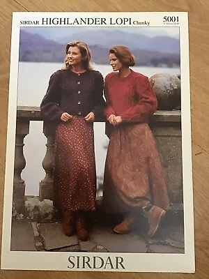 Sirdar Highlander Lopi Chunky Knitting Pattern 5001 Cardigan & Sweater 28-40” • £1.99