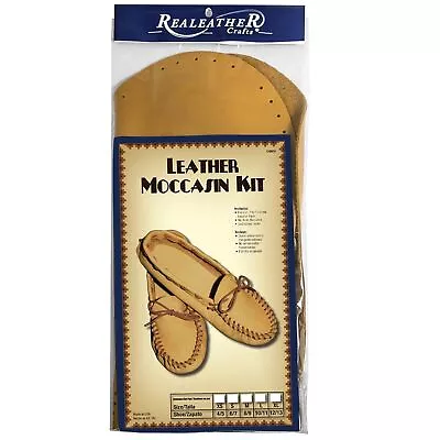 Realeather Crafts Leather Moccasin Kit Size 10/11 Gold/Tan • $45.01